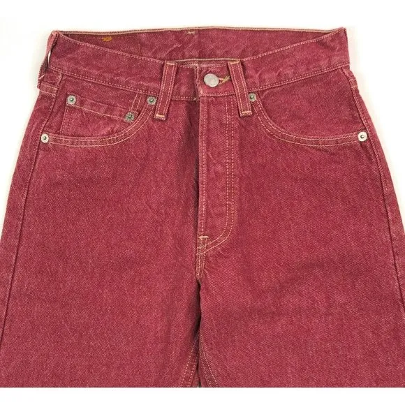 Levis 501 For Women 25x32 Red Jeans Vintage Button Fly Straight Leg Made In USA