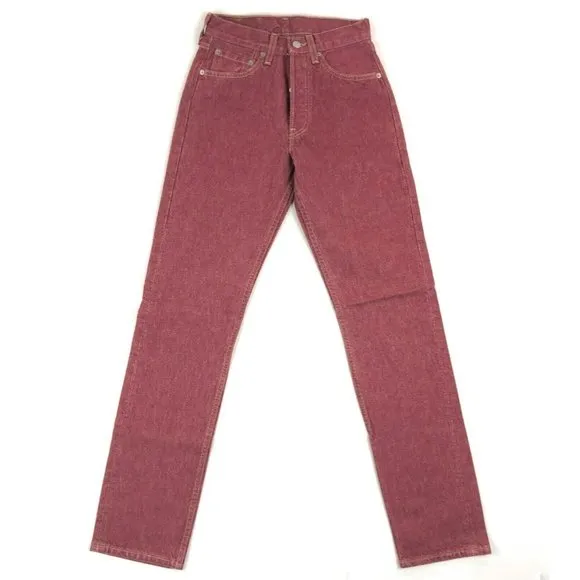 Levis 501 For Women 25x32 Red Jeans Vintage Button Fly Straight Leg Made In USA