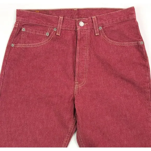 Levis 501 For Women 33x32 Red Jeans Vintage Button Fly Straight Leg Made In USA
