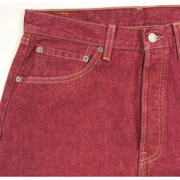 Levis 501 For Women 33x32 Red Jeans Vintage Button Fly Straight Leg Made In USA
