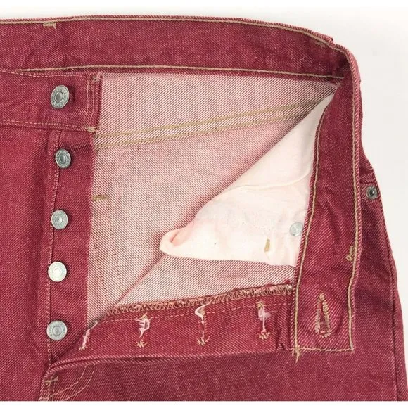Levis 501 For Women 33x32 Red Jeans Vintage Button Fly Straight Leg Made In USA