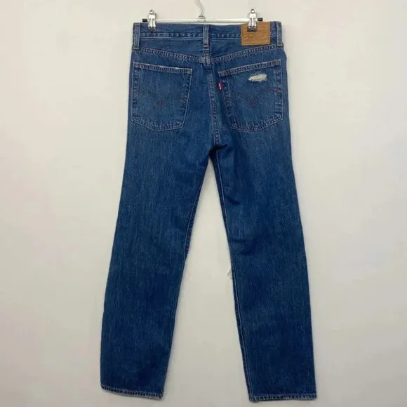 Levis Premium Wedgie Straight Jeans High Rise 27 Market Moments Wash Rigid Denim
