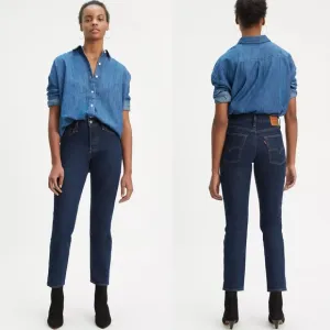 Levi’s Premium Women’s Wedgie Fit High Rise Button Fly Ankle Jeans Dark Wash 25