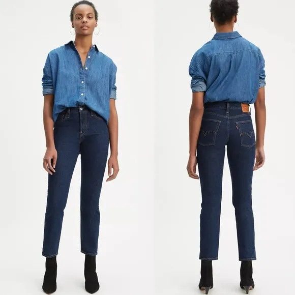 Levi’s Premium Women’s Wedgie Fit High Rise Button Fly Ankle Jeans Dark Wash 25