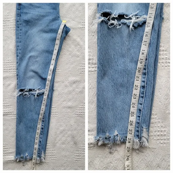 Levi's Wedgie Distressed Knee High Waisted 100% Cotton Denim Jeans- Medium Wash
