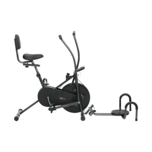 Life Line Fitness LE-103BST 4 In 1 Air Bike Exercise Cycle with Moving and Stationary Handles, Twister & Pushup Bar with Back Support, Vertically & Horizontally Adjustable Seat (Metallic Grey)