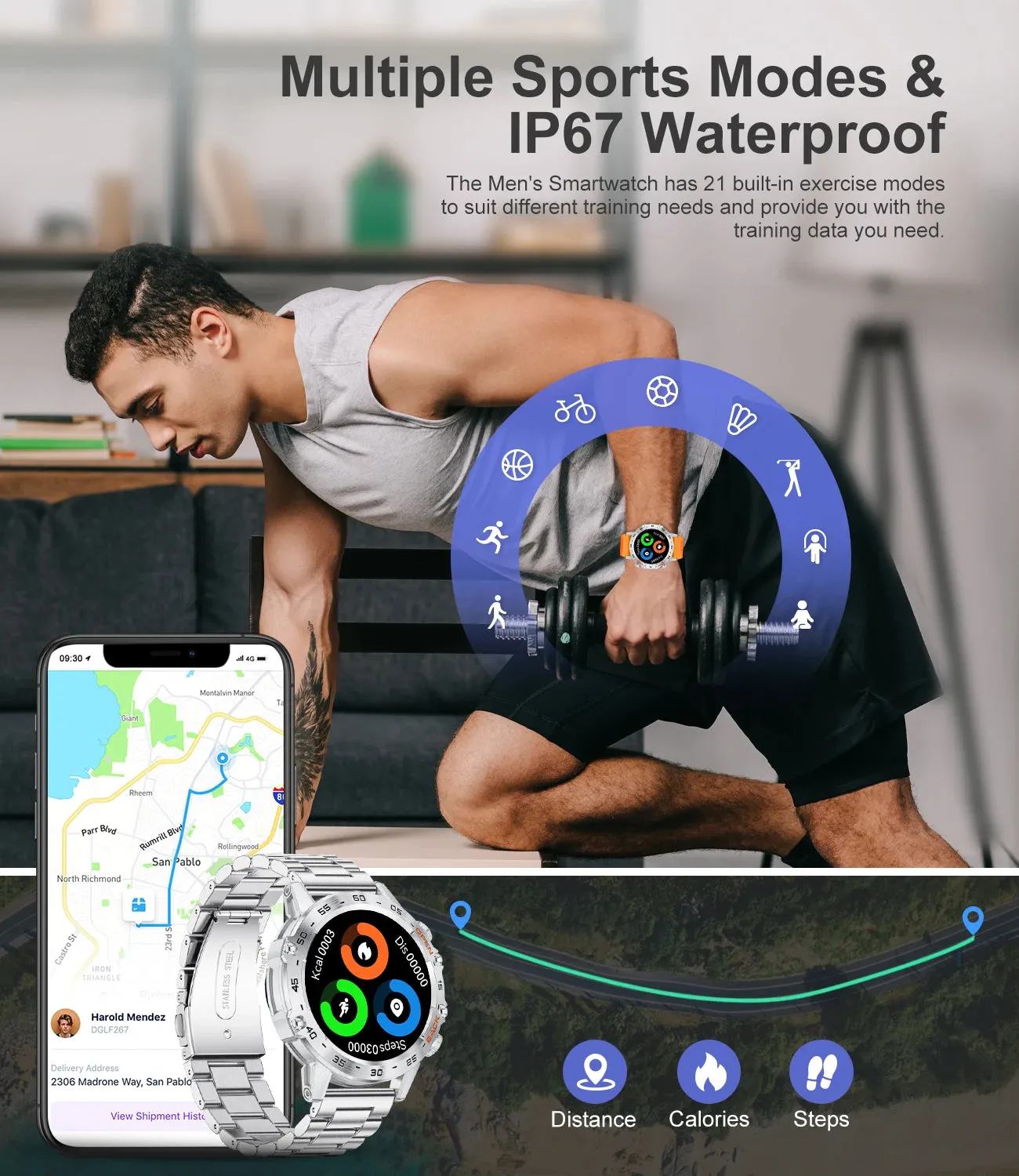 LIGE 1.39" Bluetooth Smart Watch for Men - Fitness & Health Tracker