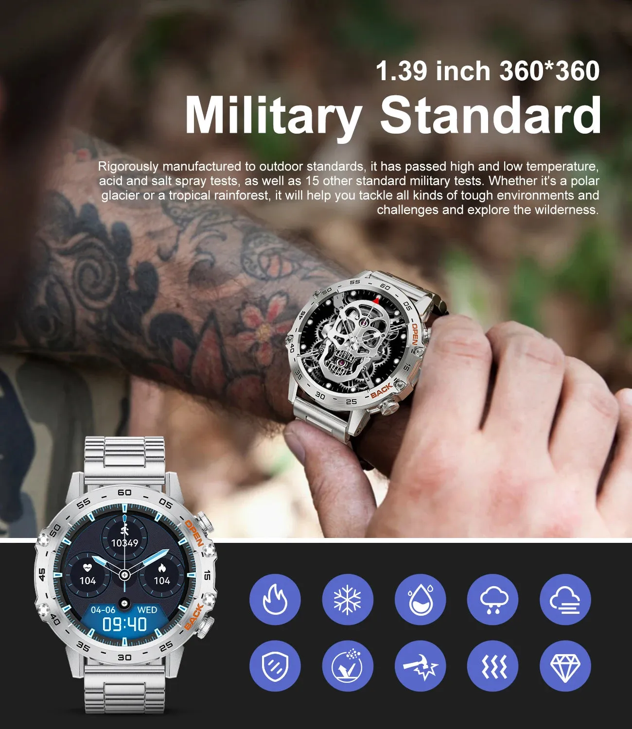 LIGE 1.39" Bluetooth Smart Watch for Men - Fitness & Health Tracker