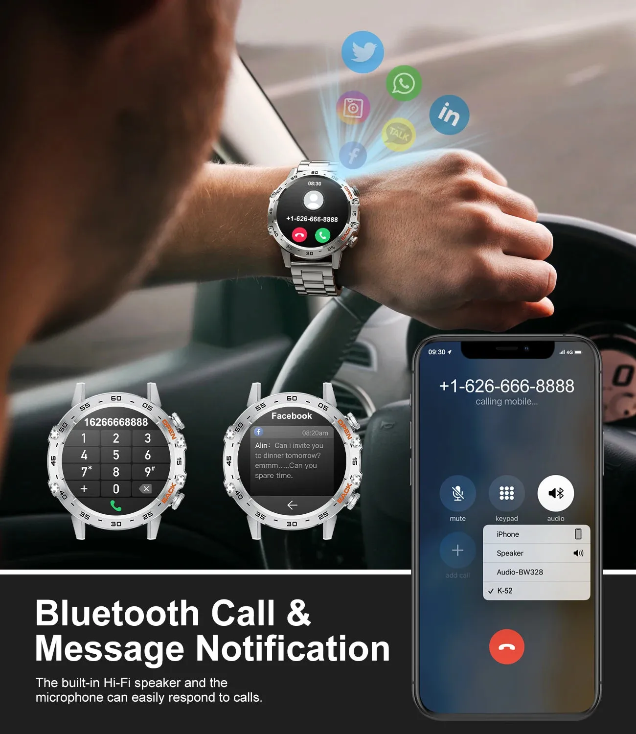 LIGE 1.39" Bluetooth Smart Watch for Men - Fitness & Health Tracker