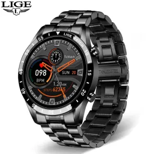 LIGE 2024 Smart Watch Men Full Circle Touch Screen Bluetooth Call Men Smartwatch Waterproof Sport Activity Fitness Watch Box