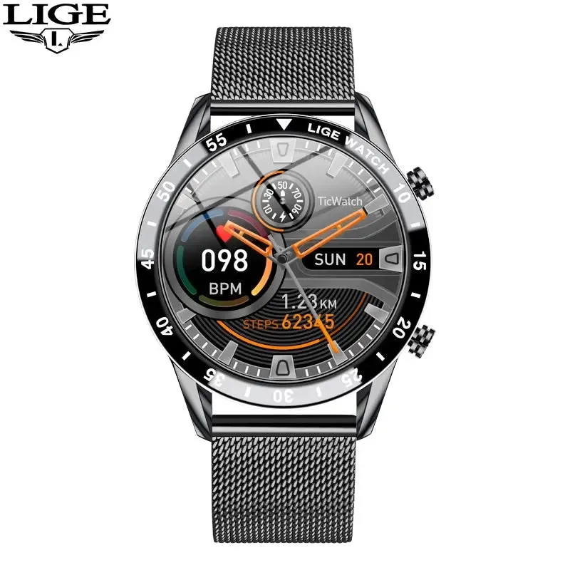 LIGE 2024 Smart Watch Men Full Circle Touch Screen Bluetooth Call Men Smartwatch Waterproof Sport Activity Fitness Watch Box