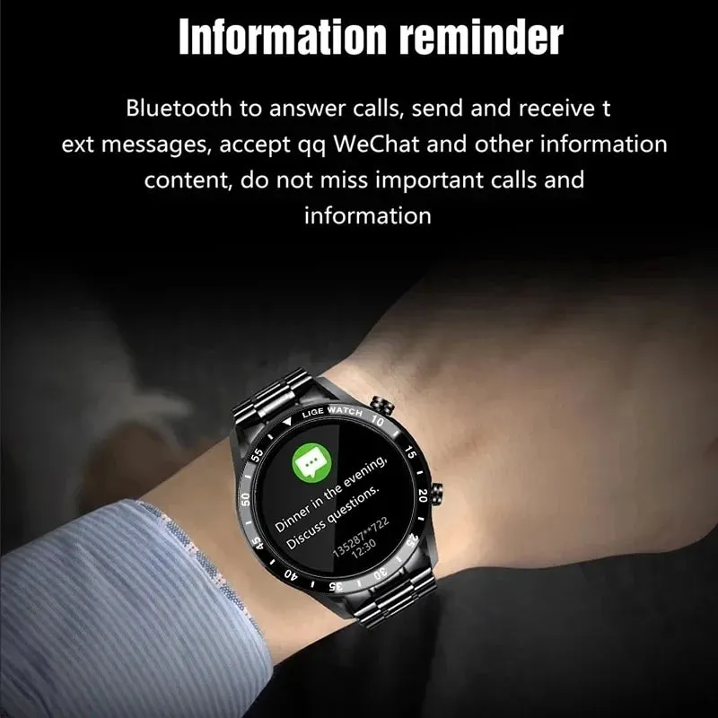 LIGE 2024 Smart Watch Men Full Circle Touch Screen Bluetooth Call Men Smartwatch Waterproof Sport Activity Fitness Watch Box