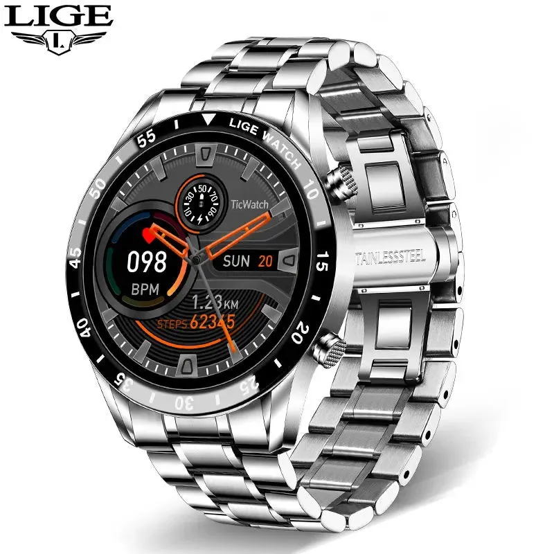 LIGE 2024 Smart Watch Men Full Circle Touch Screen Bluetooth Call Men Smartwatch Waterproof Sport Activity Fitness Watch Box