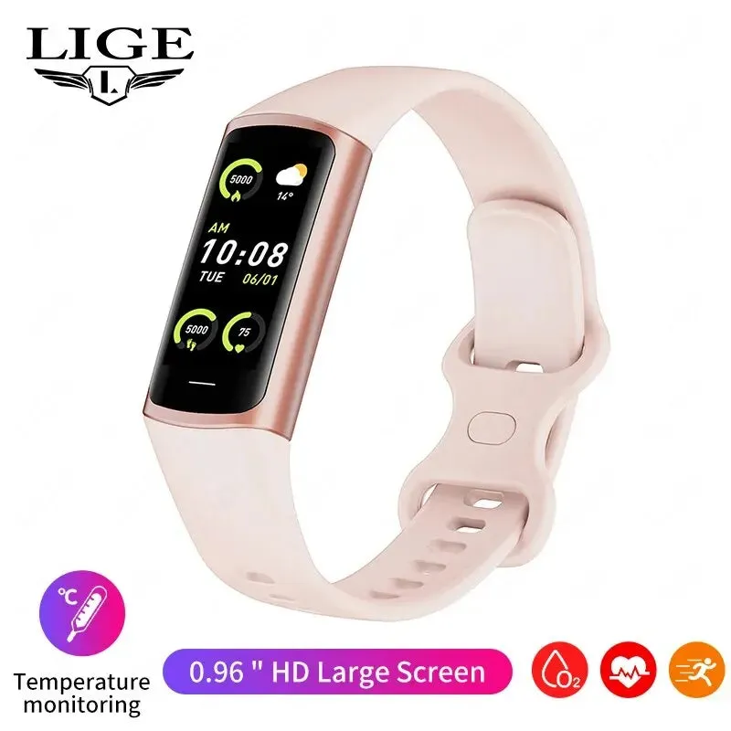 LIGE New Fashion Smartwatch Men Women Temperature Blood Oxygen Monitoring Bracelet Sports Waterproof Smart Watch For Man Laides