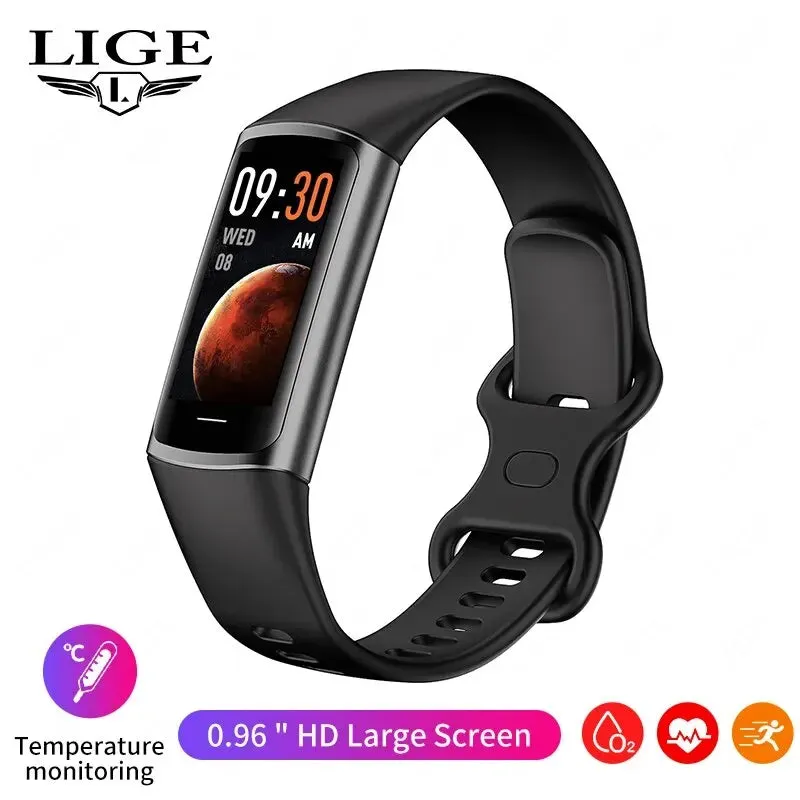 LIGE New Fashion Smartwatch Men Women Temperature Blood Oxygen Monitoring Bracelet Sports Waterproof Smart Watch For Man Laides