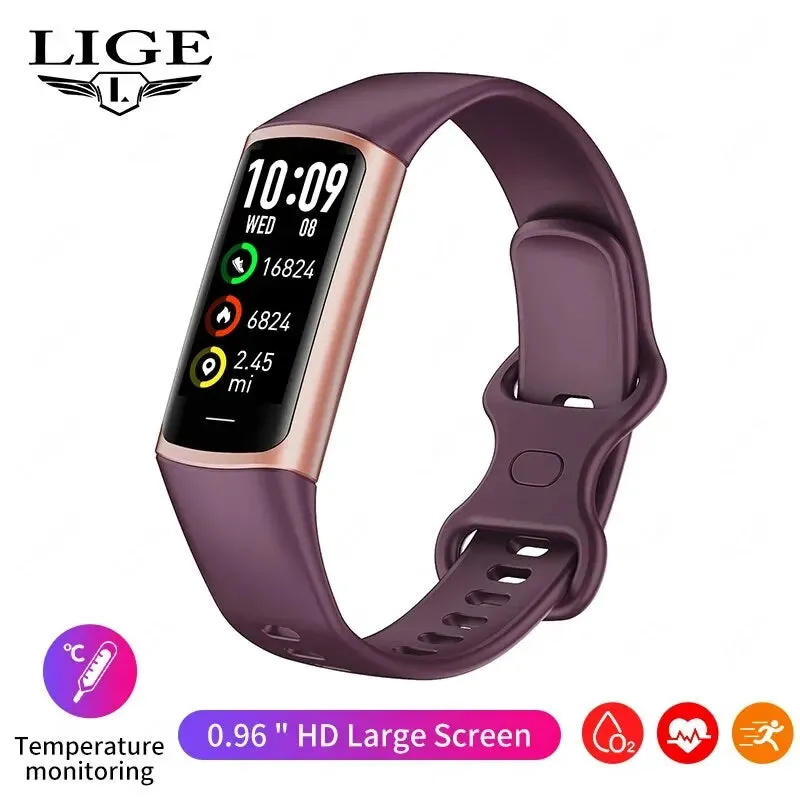LIGE New Fashion Smartwatch Men Women Temperature Blood Oxygen Monitoring Bracelet Sports Waterproof Smart Watch For Man Laides