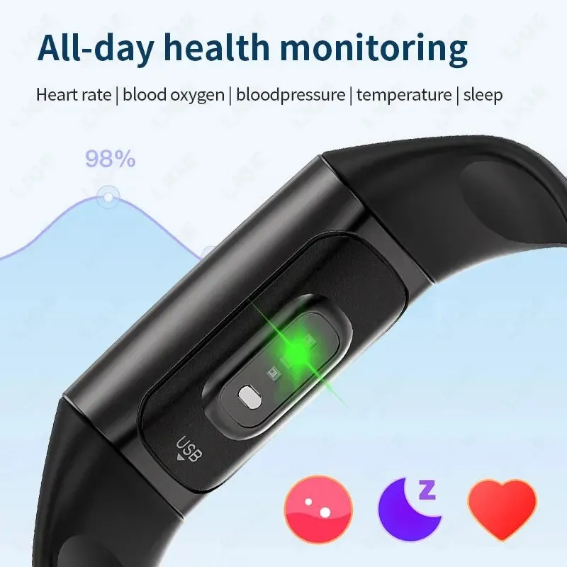 LIGE New Fashion Smartwatch Men Women Temperature Blood Oxygen Monitoring Bracelet Sports Waterproof Smart Watch For Man Laides