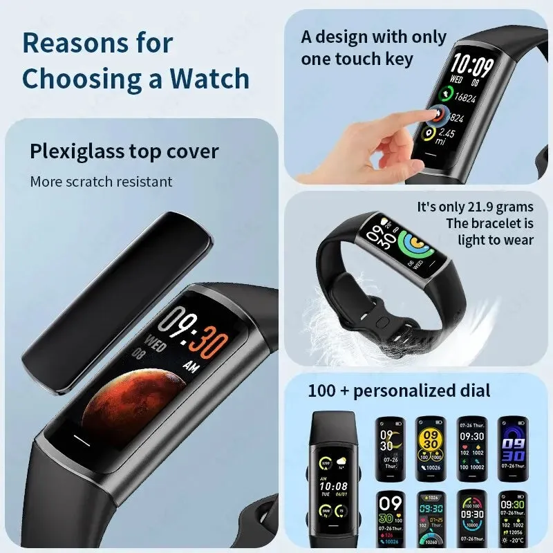 LIGE New Fashion Smartwatch Men Women Temperature Blood Oxygen Monitoring Bracelet Sports Waterproof Smart Watch For Man Laides