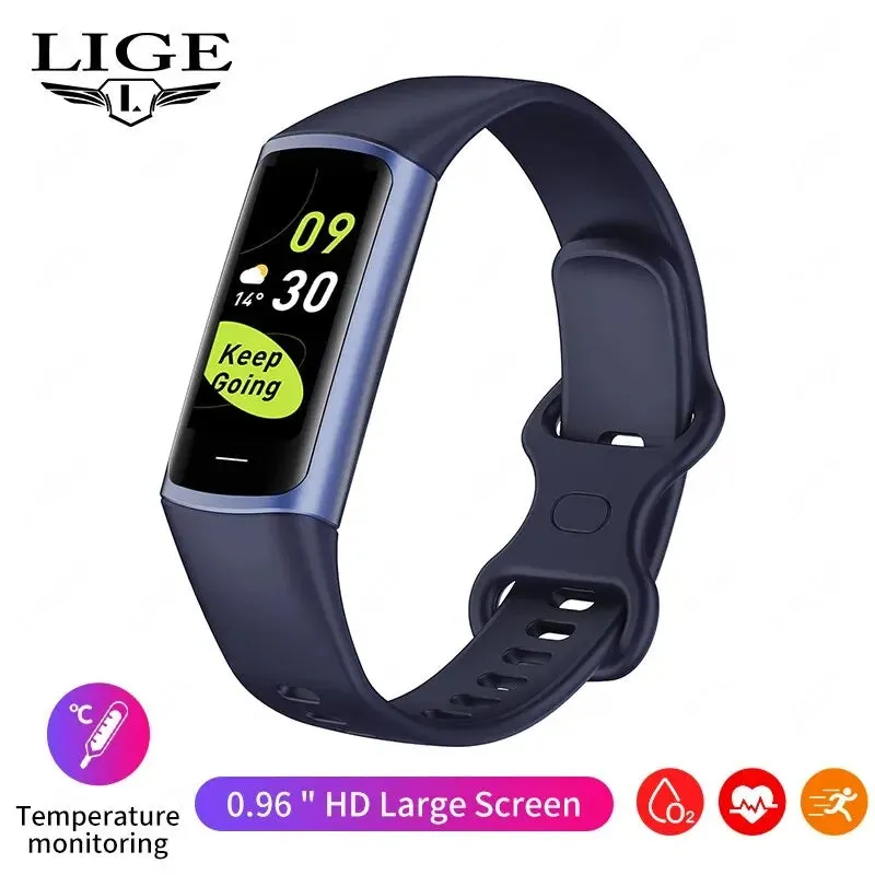 LIGE New Fashion Smartwatch Men Women Temperature Blood Oxygen Monitoring Bracelet Sports Waterproof Smart Watch For Man Laides