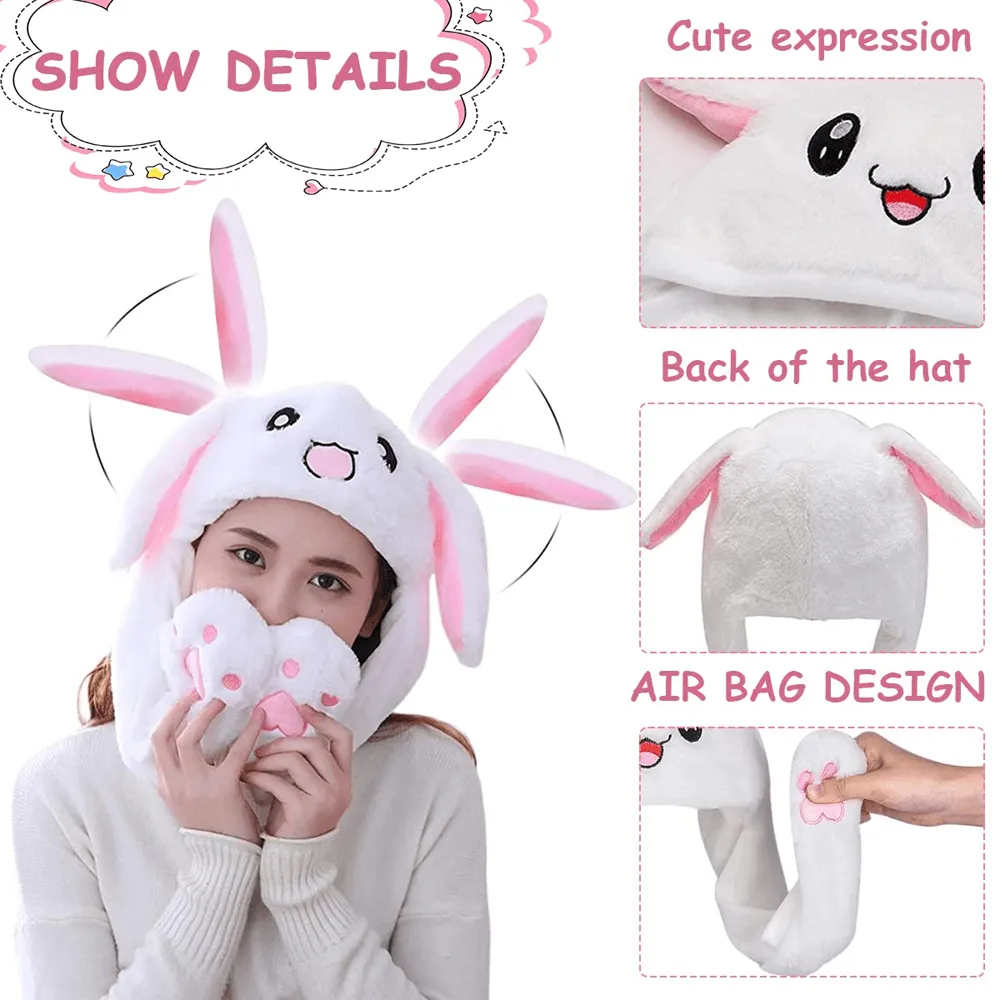 Light-Up Cartoon Plush Ear Moving Bunny Hats