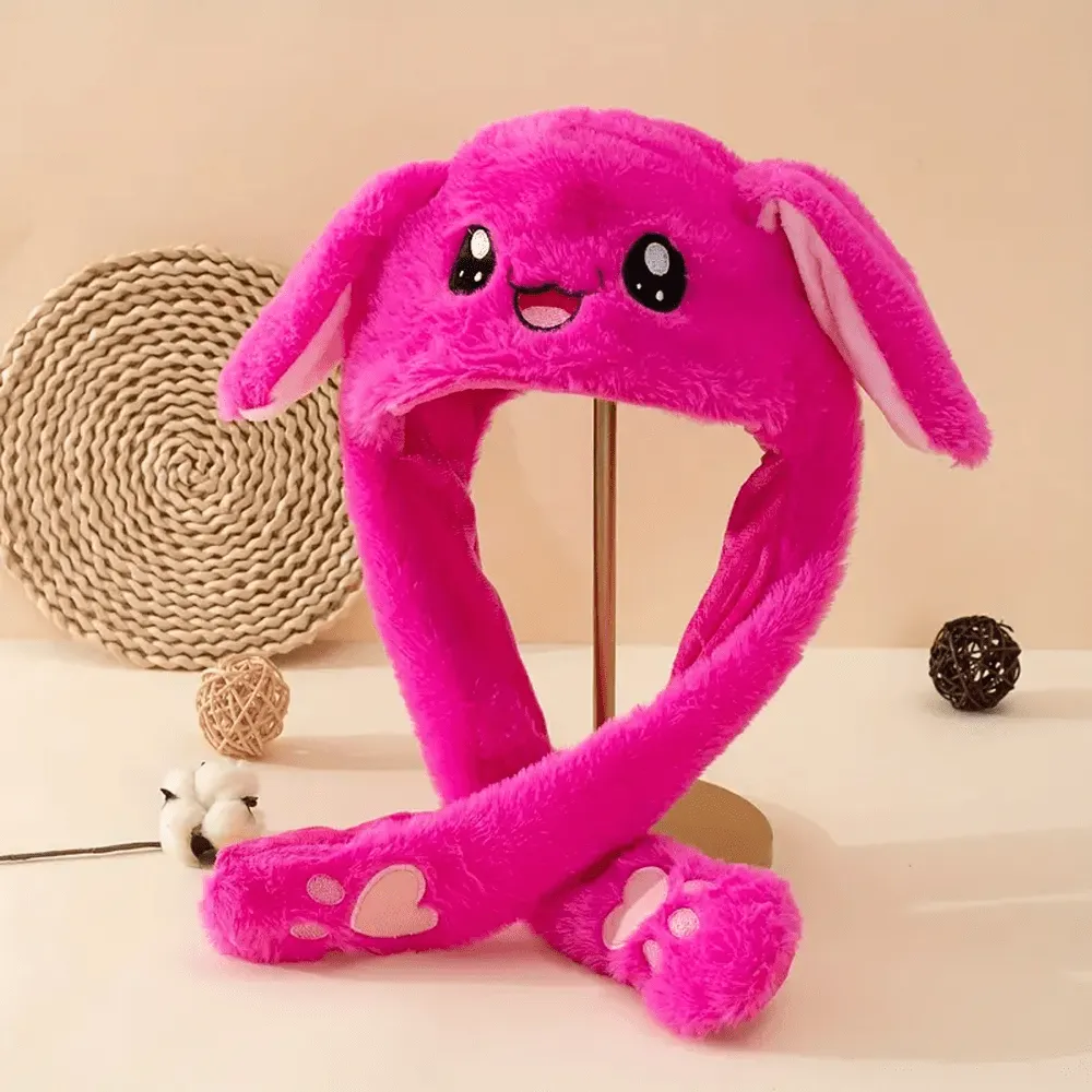 Light-Up Cartoon Plush Ear Moving Bunny Hats