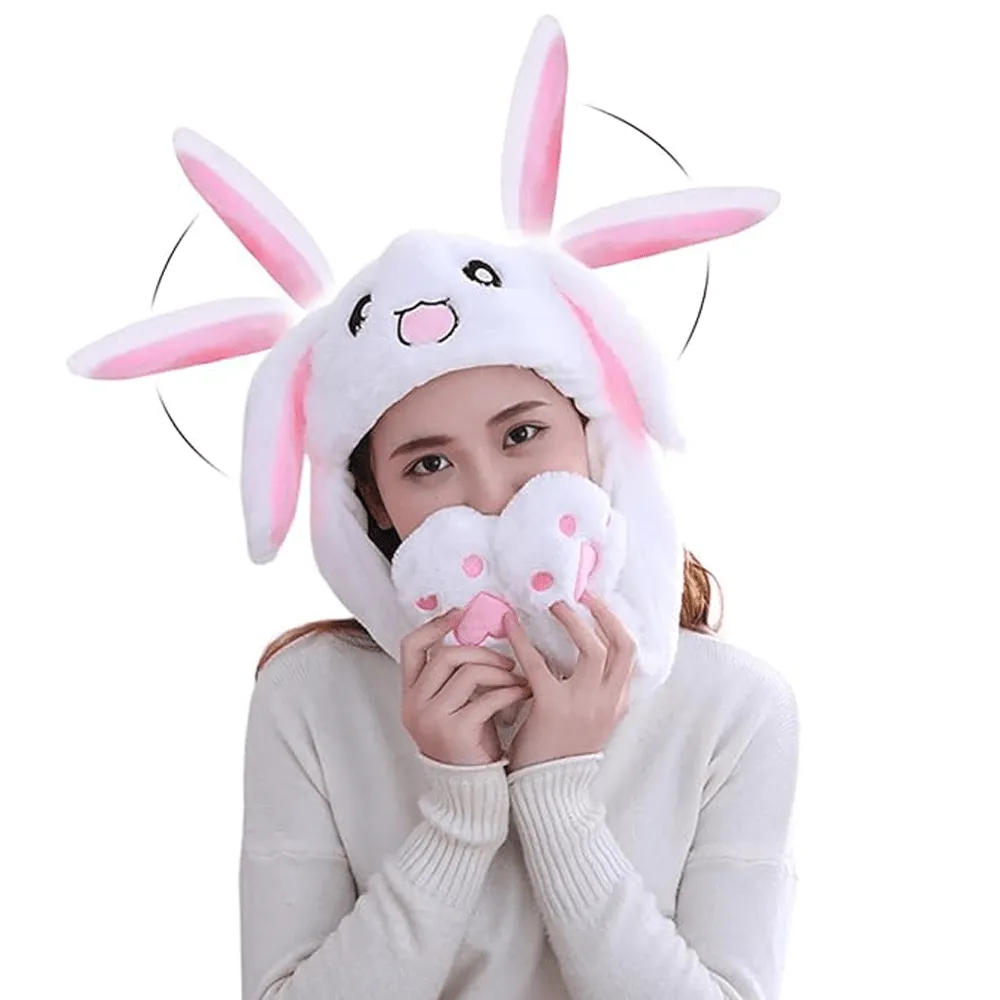 Light-Up Cartoon Plush Ear Moving Bunny Hats