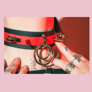Limited Edition Red Spikes Saturn biothane or leather collar