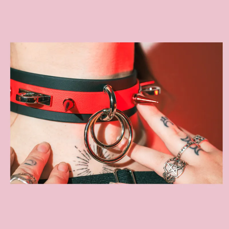 Limited Edition Red Spikes Saturn biothane or leather collar