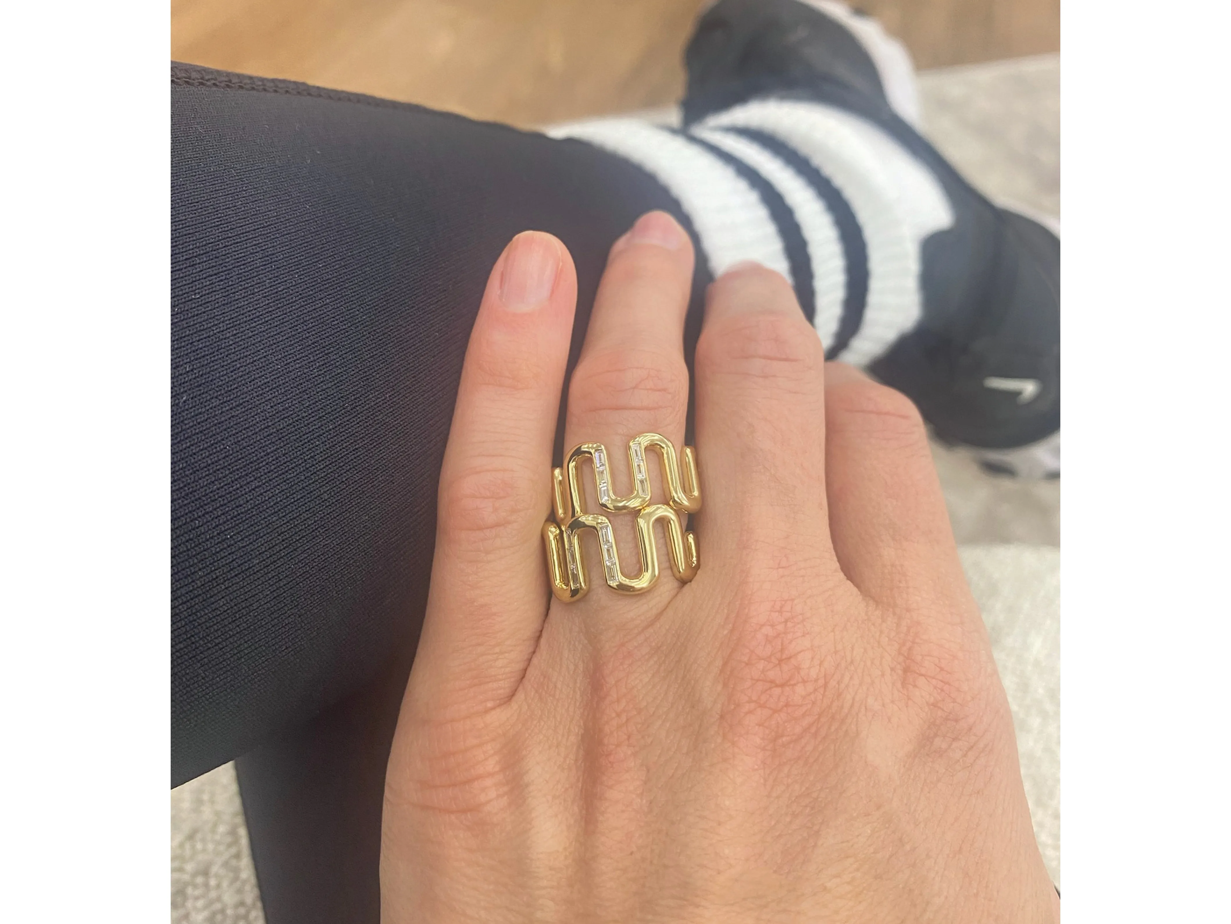Link Baguette Squiggle Ring