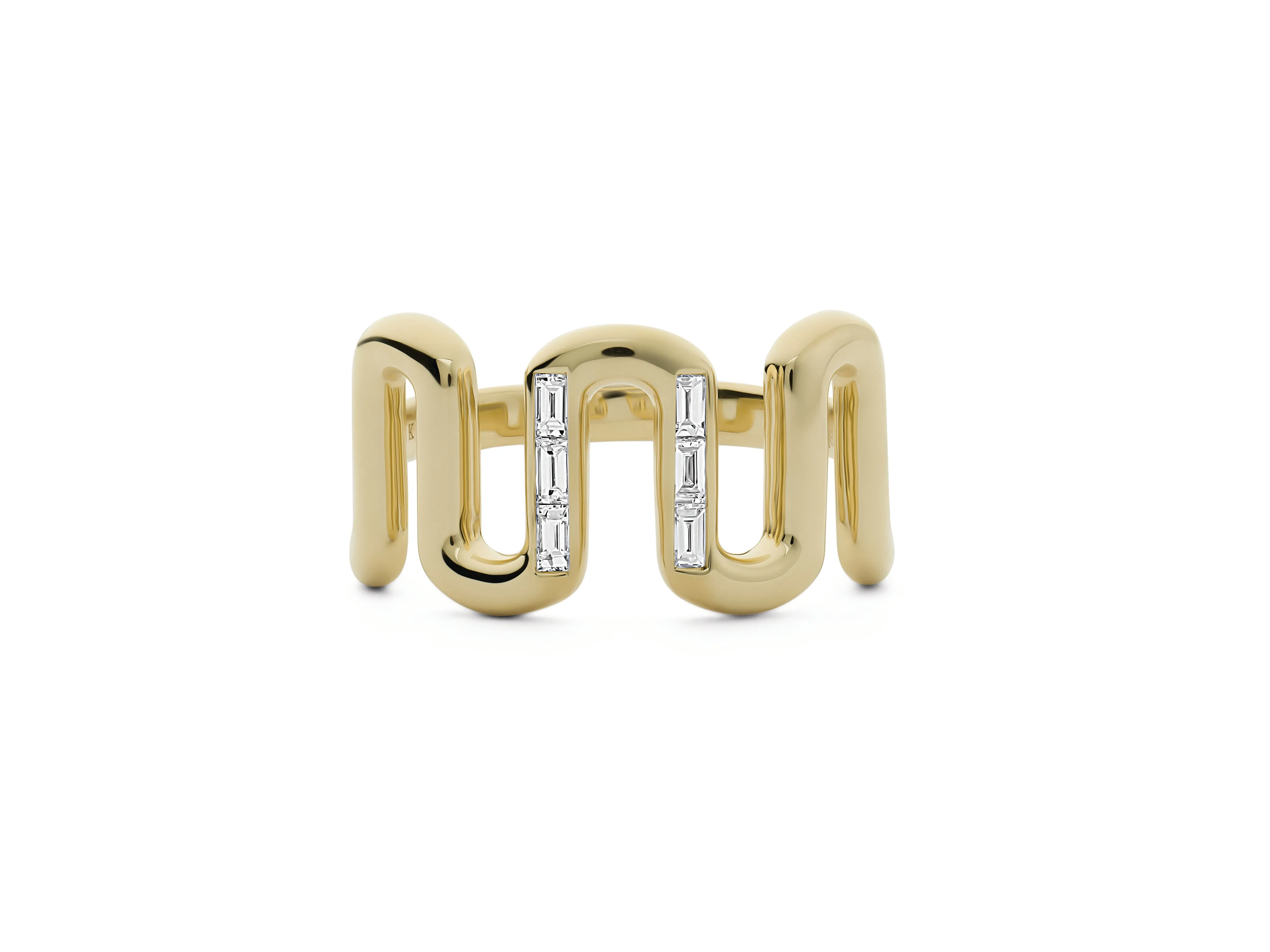 Link Baguette Squiggle Ring