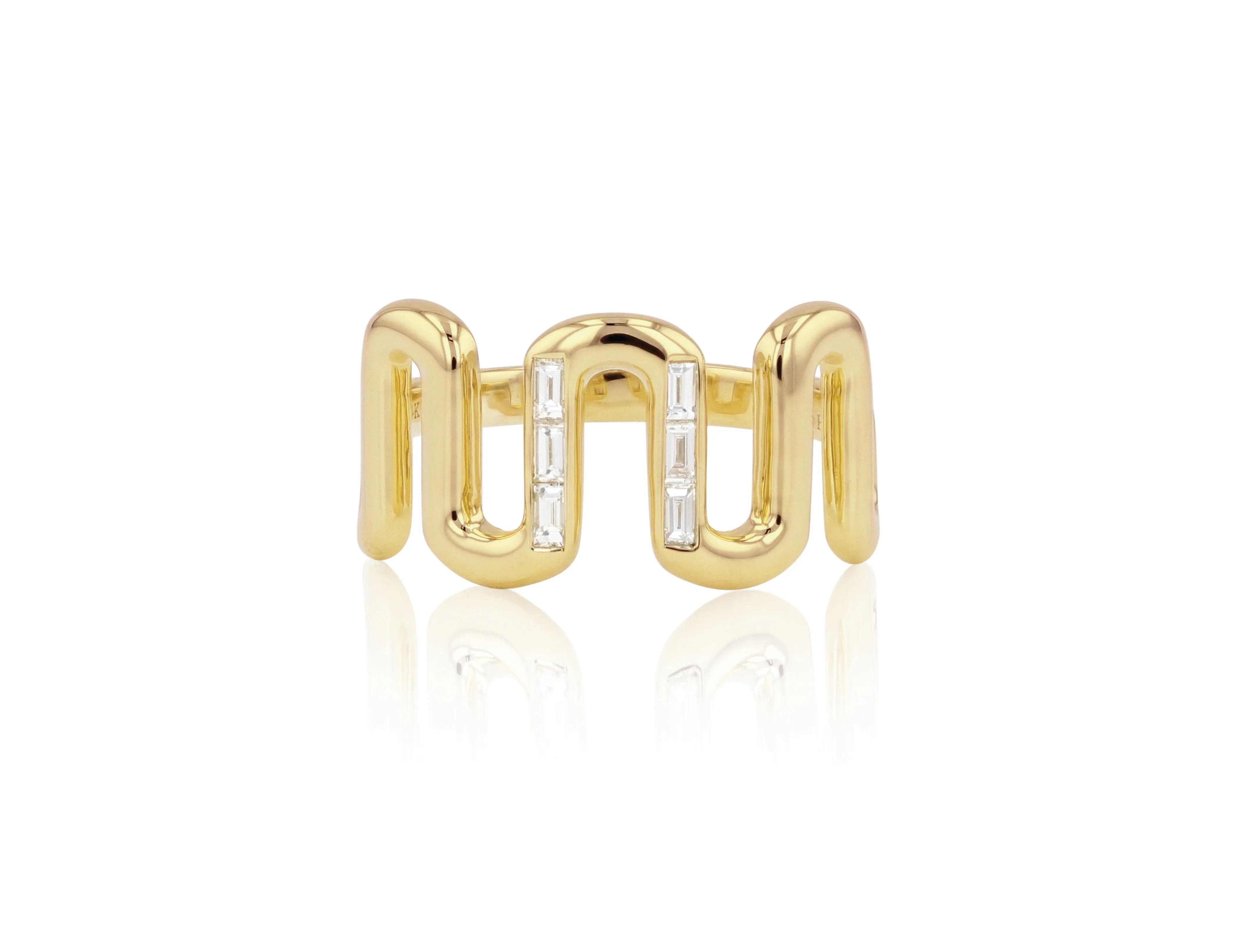Link Baguette Squiggle Ring