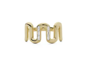 Link Baguette Squiggle Ring