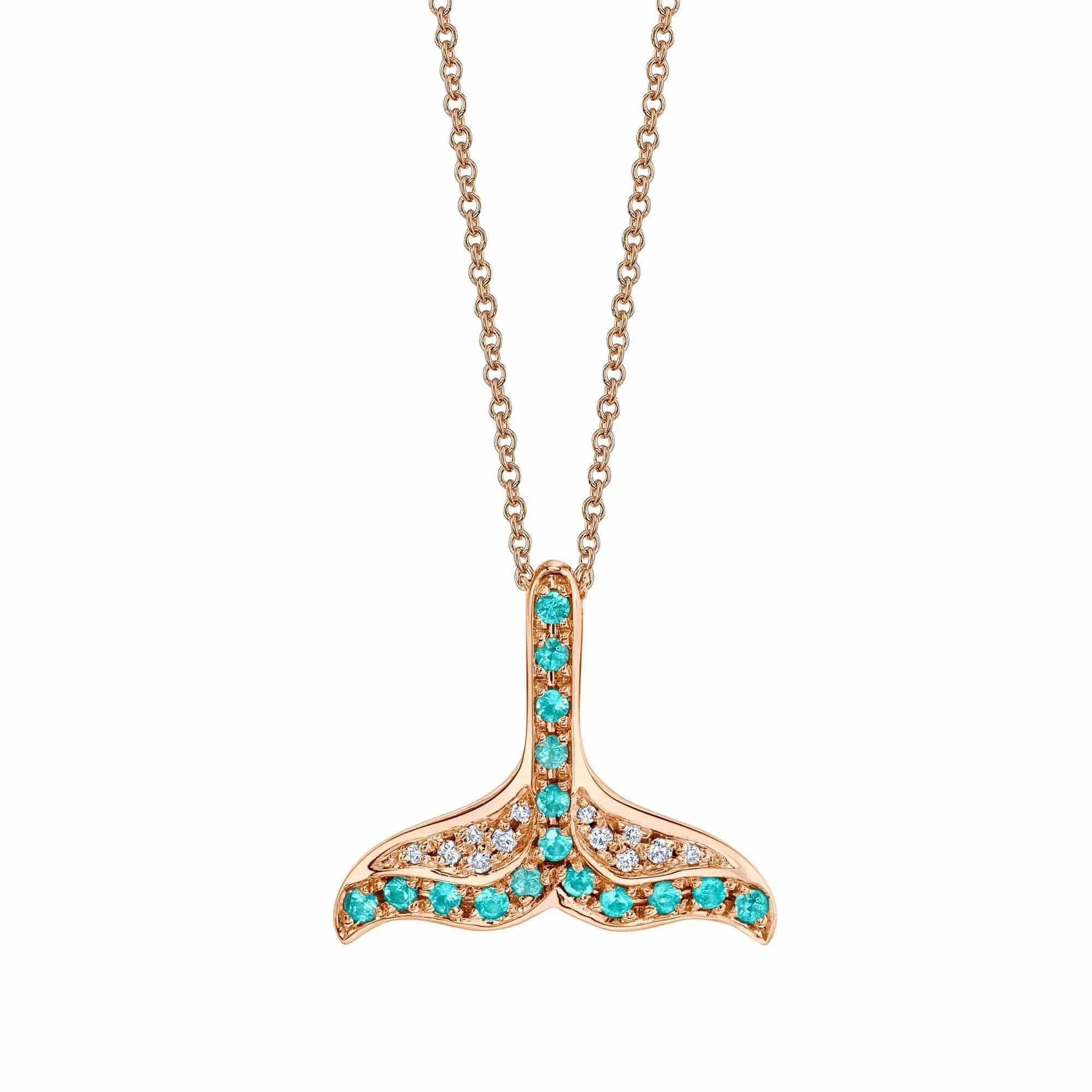 Lobtailing - 18K Rose Gold Natural Paraiba Tourmaline Pendant