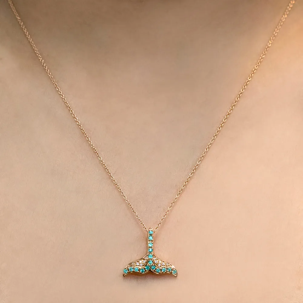 Lobtailing - 18K Rose Gold Natural Paraiba Tourmaline Pendant