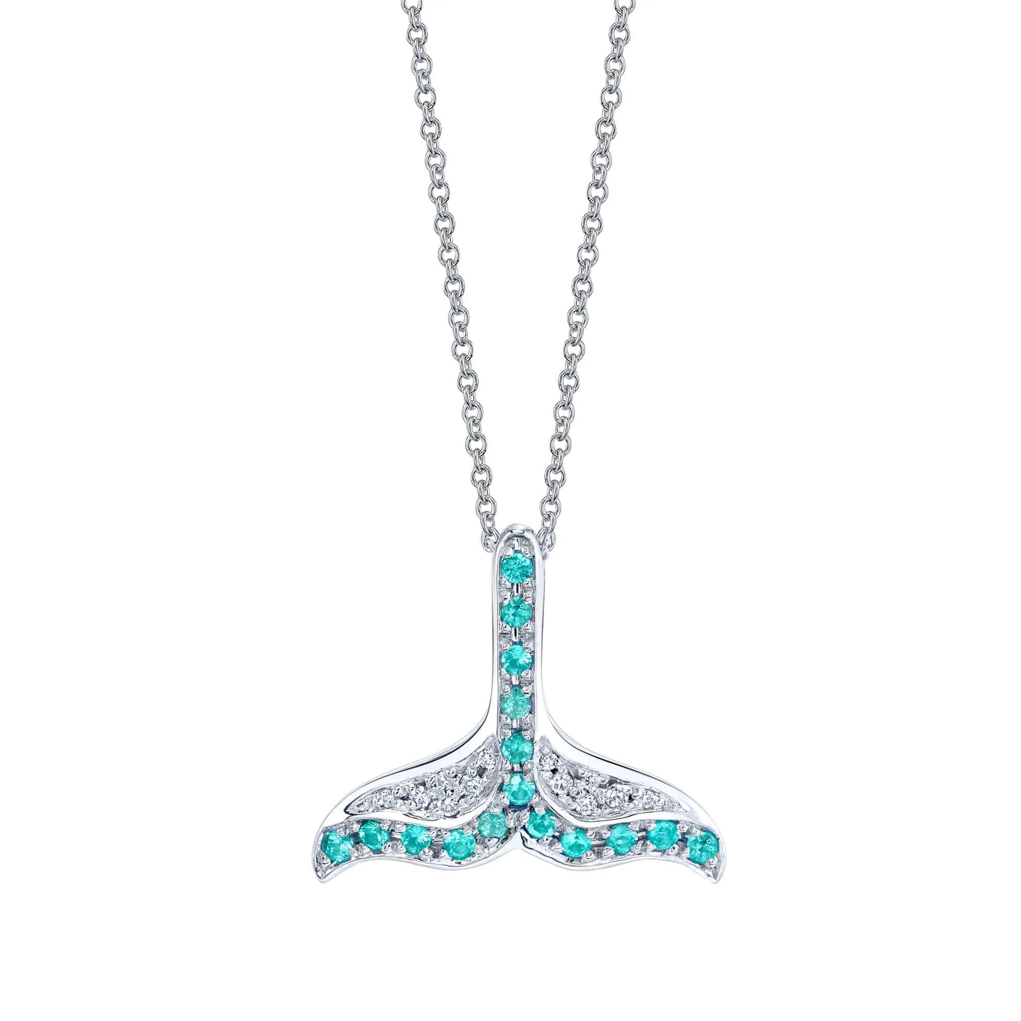 Lobtailing - 18K White Gold Natural Paraiba Tourmaline Pendant