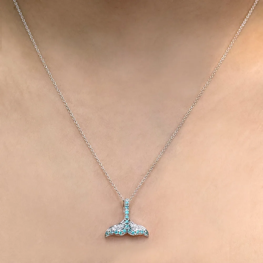 Lobtailing - 18K White Gold Natural Paraiba Tourmaline Pendant