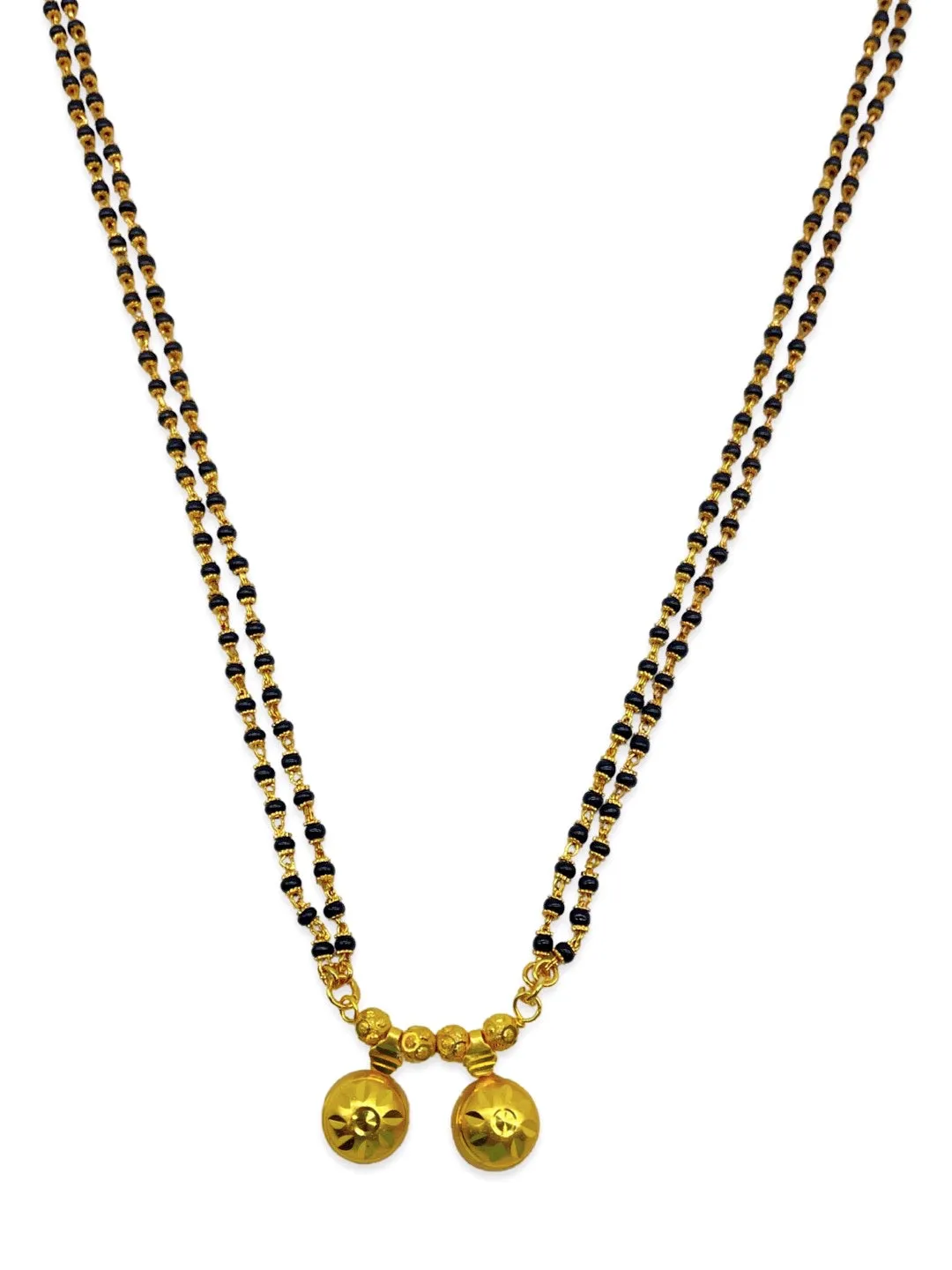 Long Mangalsutra Designs gold mangalsutra maharashtrian style vati pendant black beads chain