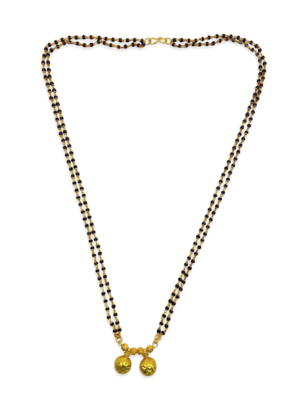 Long Mangalsutra Designs gold mangalsutra maharashtrian style vati pendant black beads chain