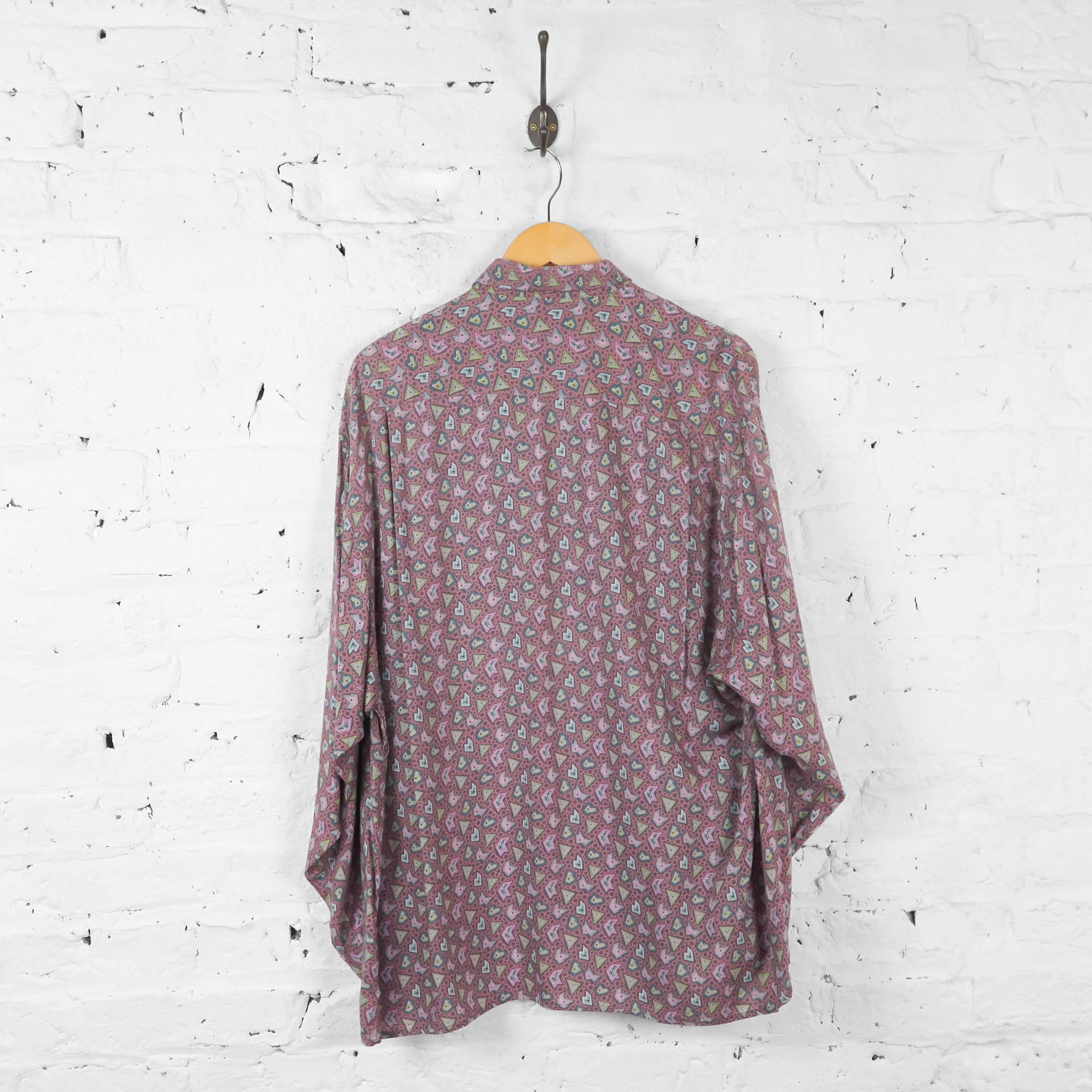 Long Sleeve 90s Pattern Shirt - Purple - L