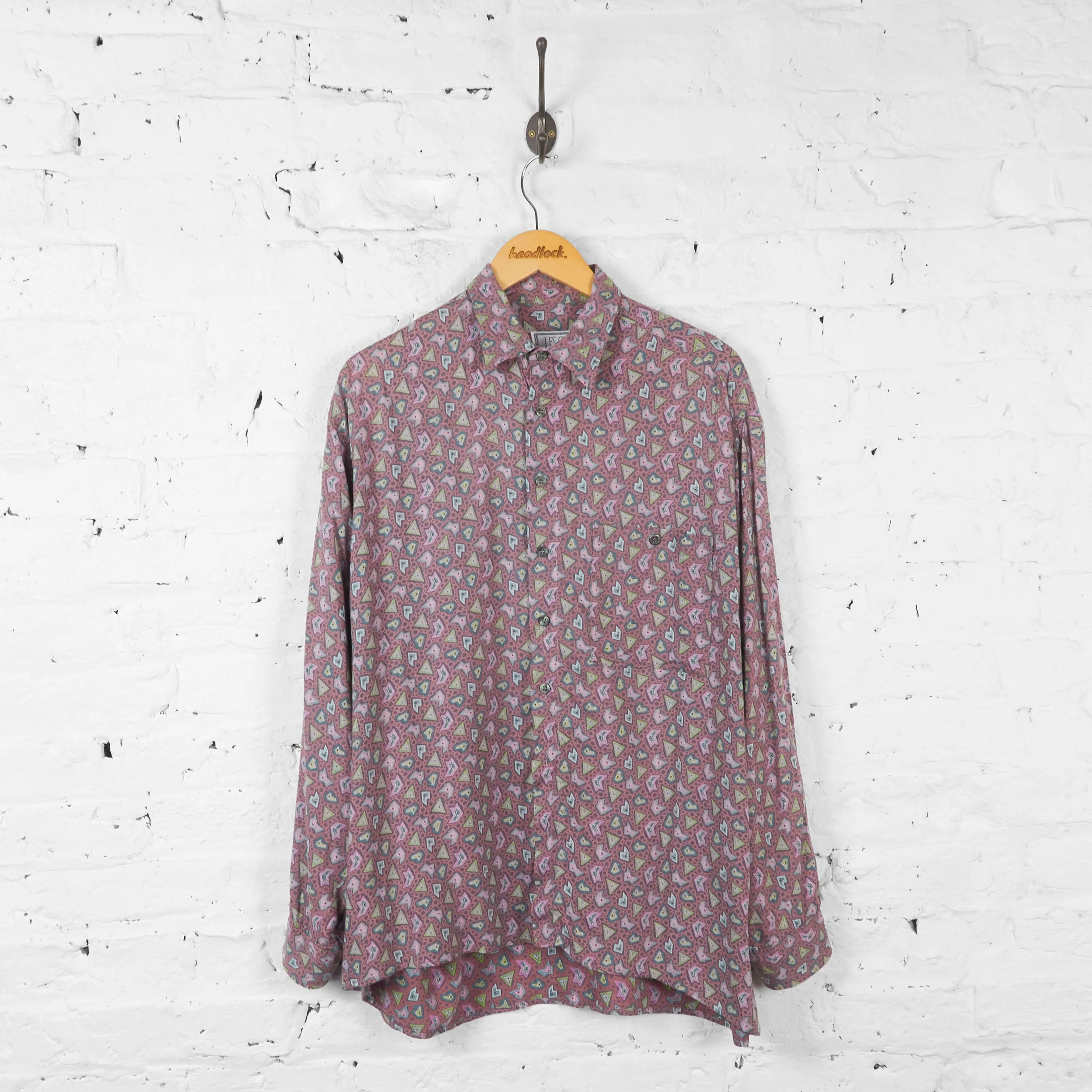Long Sleeve 90s Pattern Shirt - Purple - L