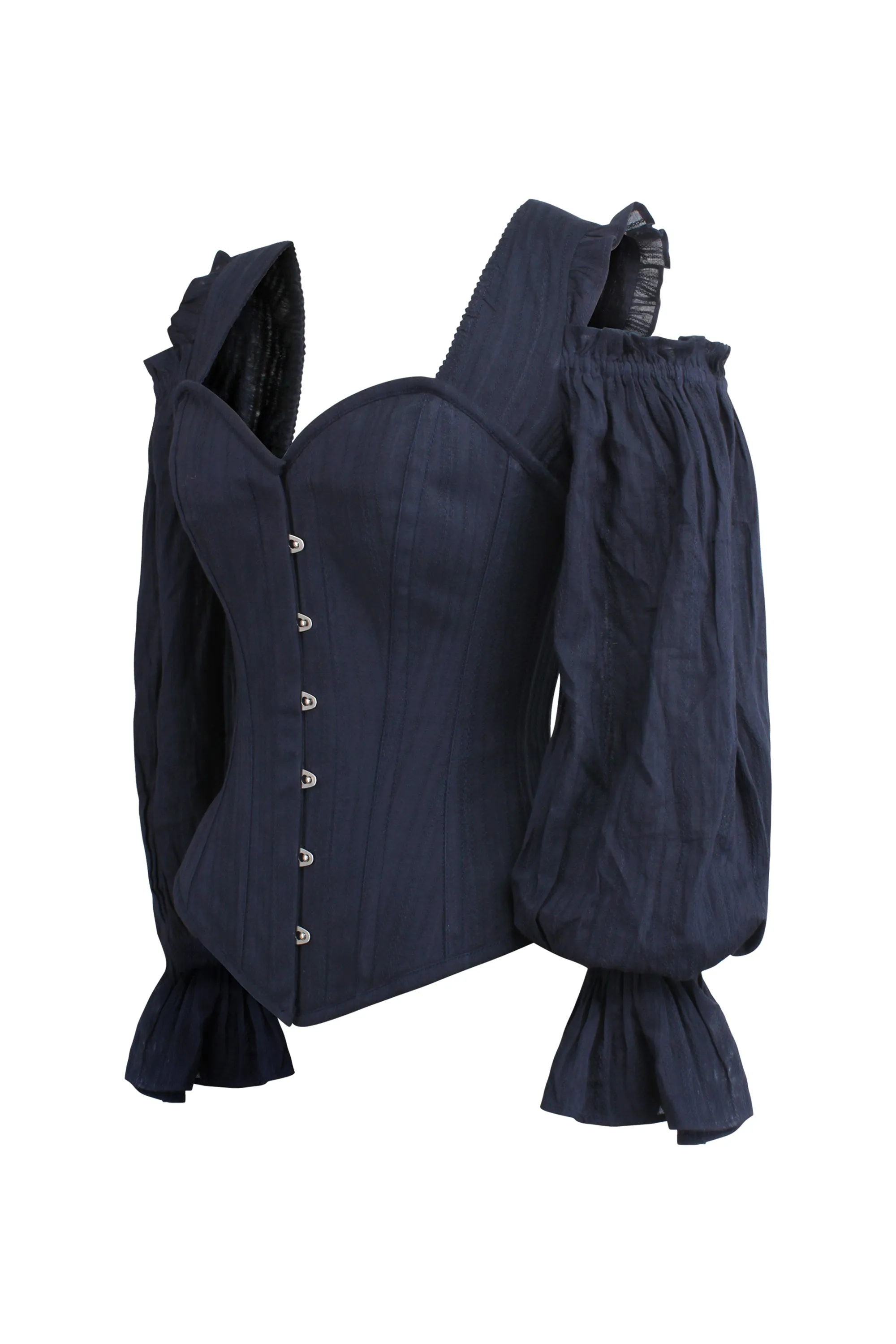 Long Sleeve Midnight Blue Corset with Cold Shoulder