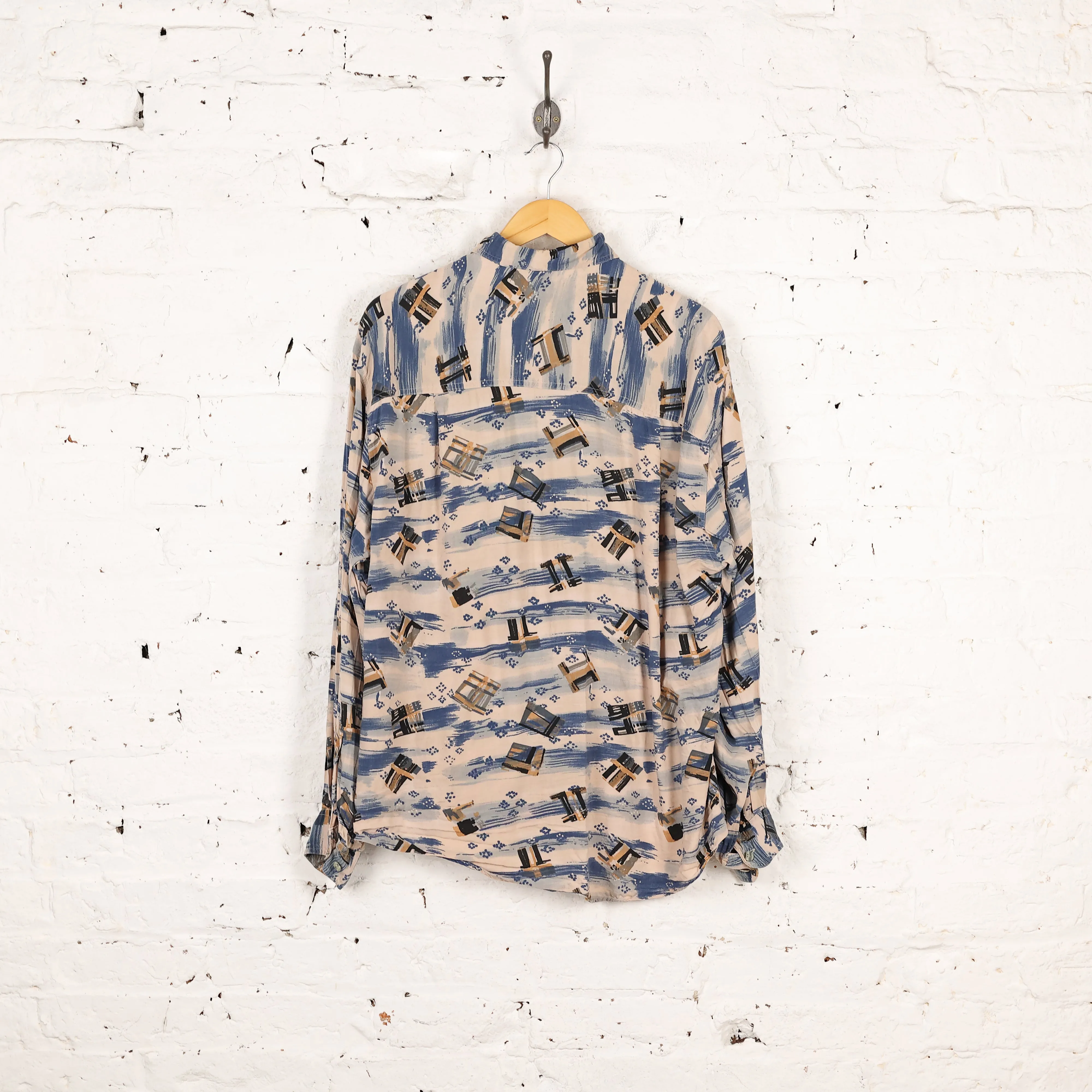 Long Sleeve Pattern Shirt - Tan - L