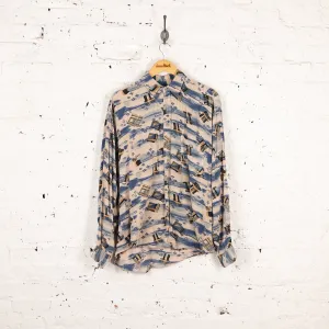 Long Sleeve Pattern Shirt - Tan - L