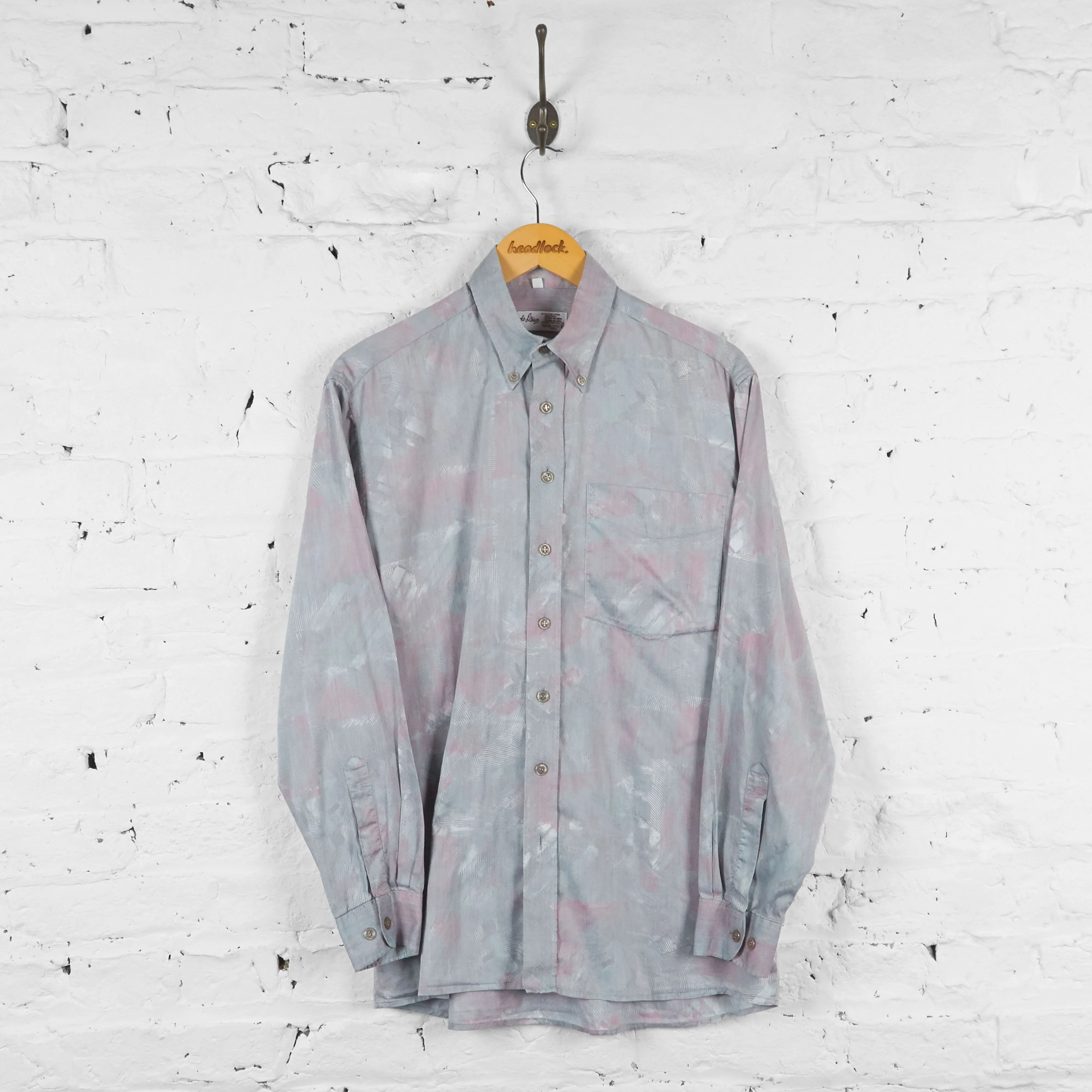 Long Sleeve Patterned Party Shirt - Purple - L