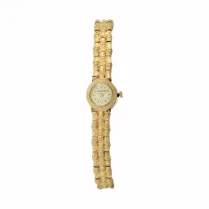 Longines 1960s Ladies 14KT Yellow Gold Bamboo Link Cocktail Watch