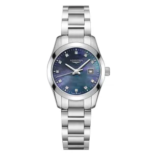 LONGINES CONQUEST CLASSIC 29.5MM MOTHER WATCH BLACK WOMAN STEEL L2.286.4.88.6