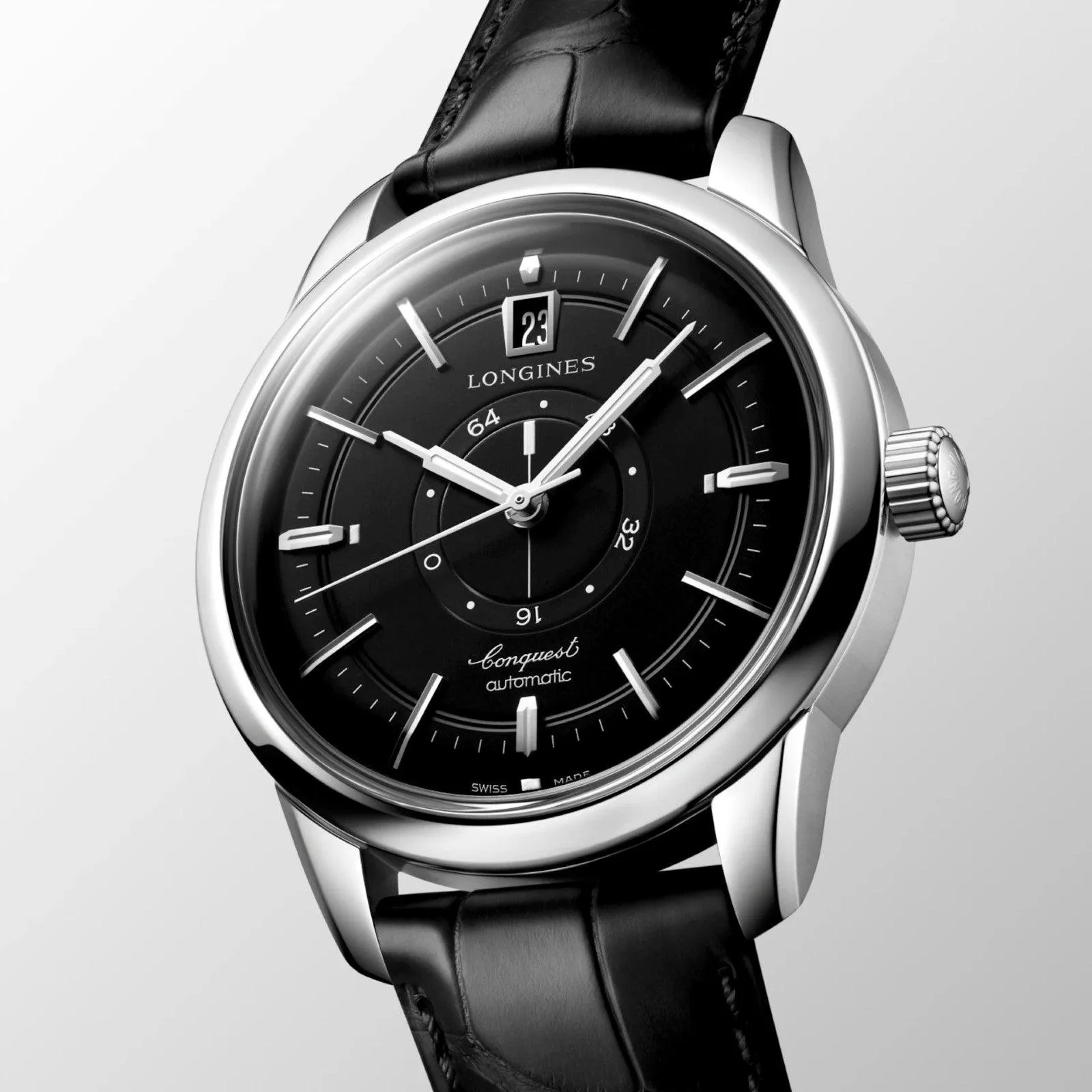 LONGINES CONQUEST HERITAGE CENTRAL POWER REVERVE 38MM BLACK WATCH L1.648.4.52.2
