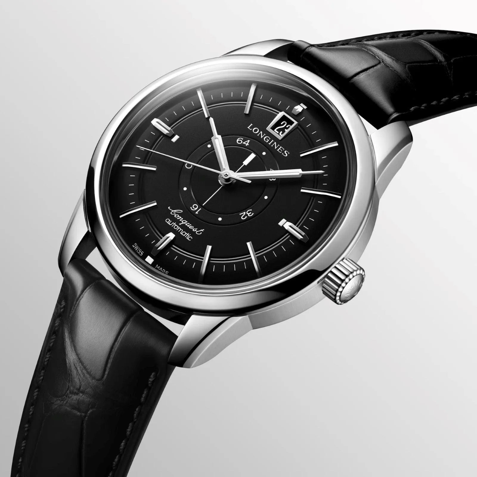 LONGINES CONQUEST HERITAGE CENTRAL POWER REVERVE 38MM BLACK WATCH L1.648.4.52.2