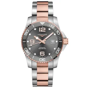 LONGINES HYDROCONQUEST 41mm Clock Automatic Gray Steel Pvd Finishes Rosa L3.781.3.78.7