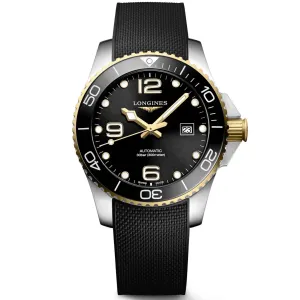 LONGINES HYDROCONQUEST WATCH 43mm Black Automatic Steel Finish PVD Gold Gold L3.782.3.56.9